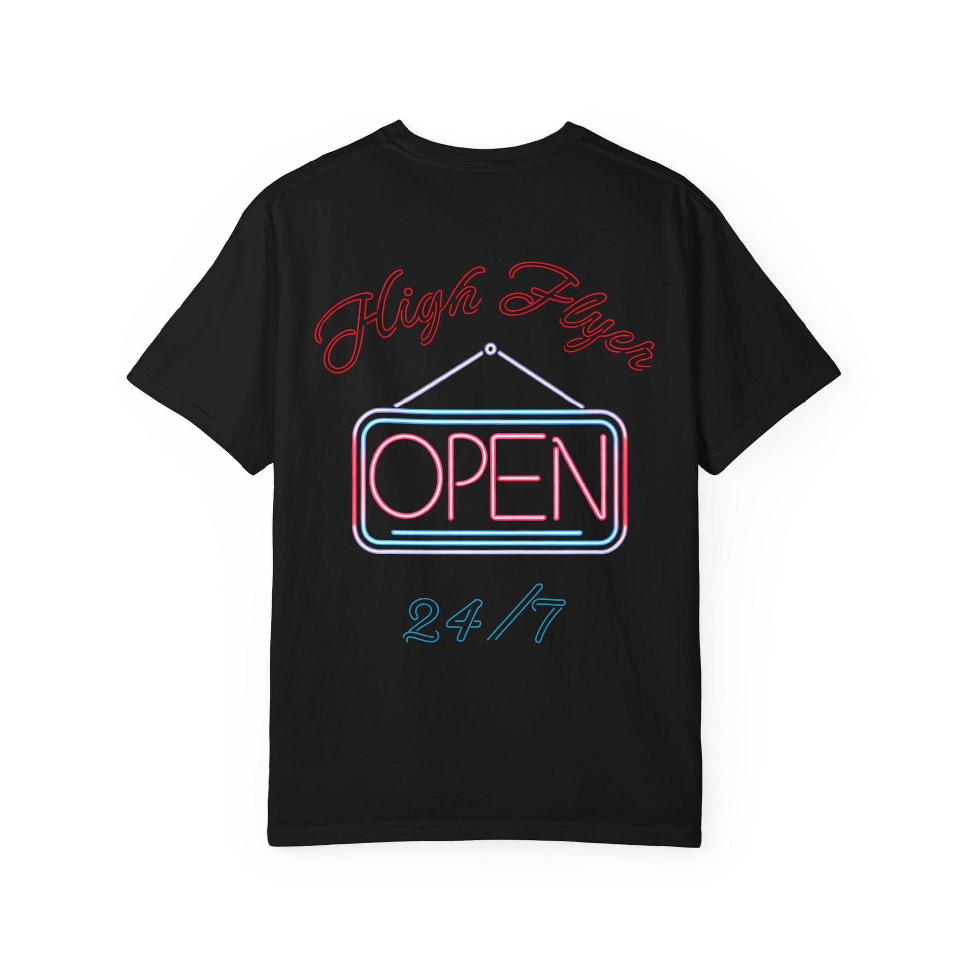 Neon Open T-Shirt - Unisex Garment-Dyed Tee for Flyers & Entrepreneurs