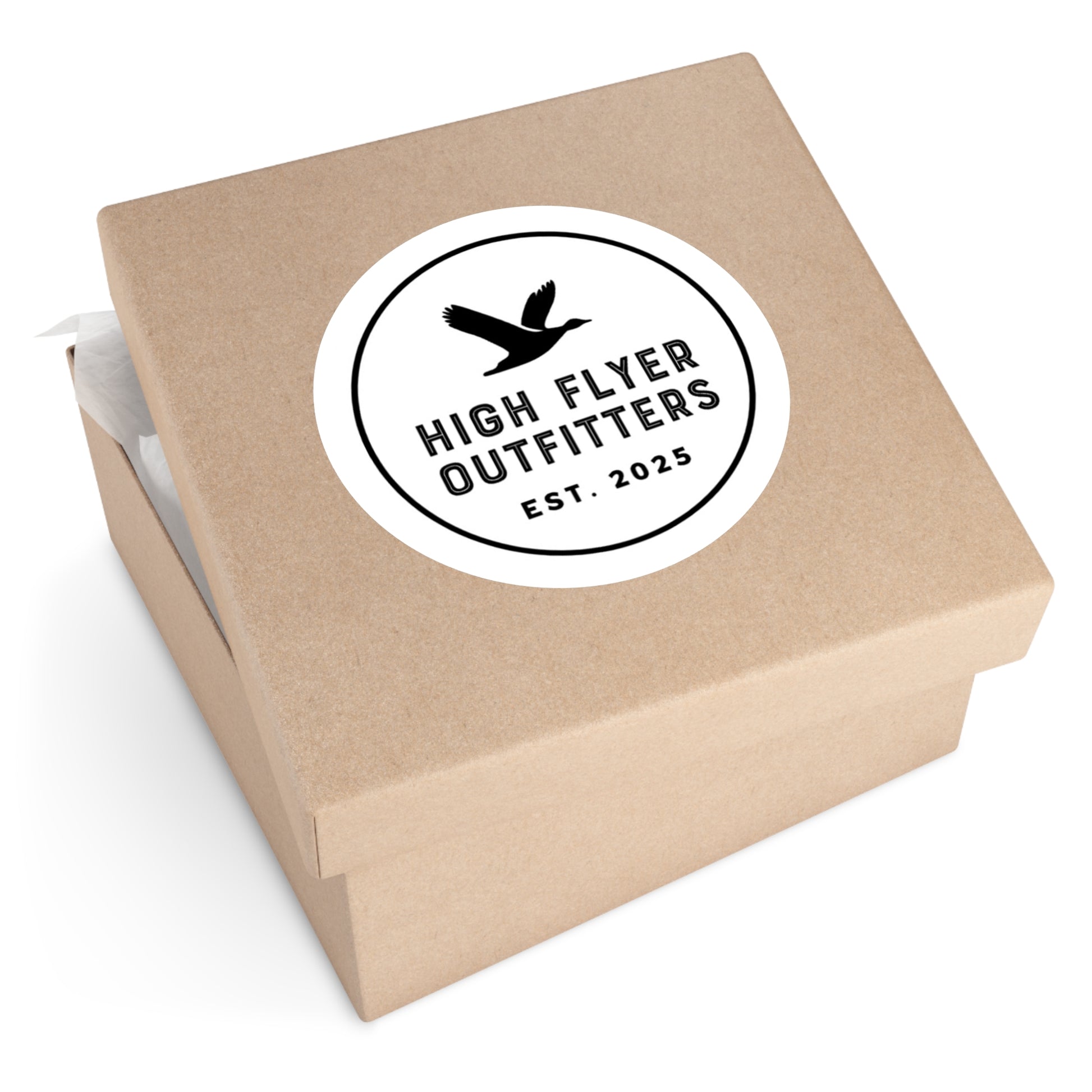High Flyer Outfitters Round Stickers - Durable Indoor/Outdoor Decals for Adventures